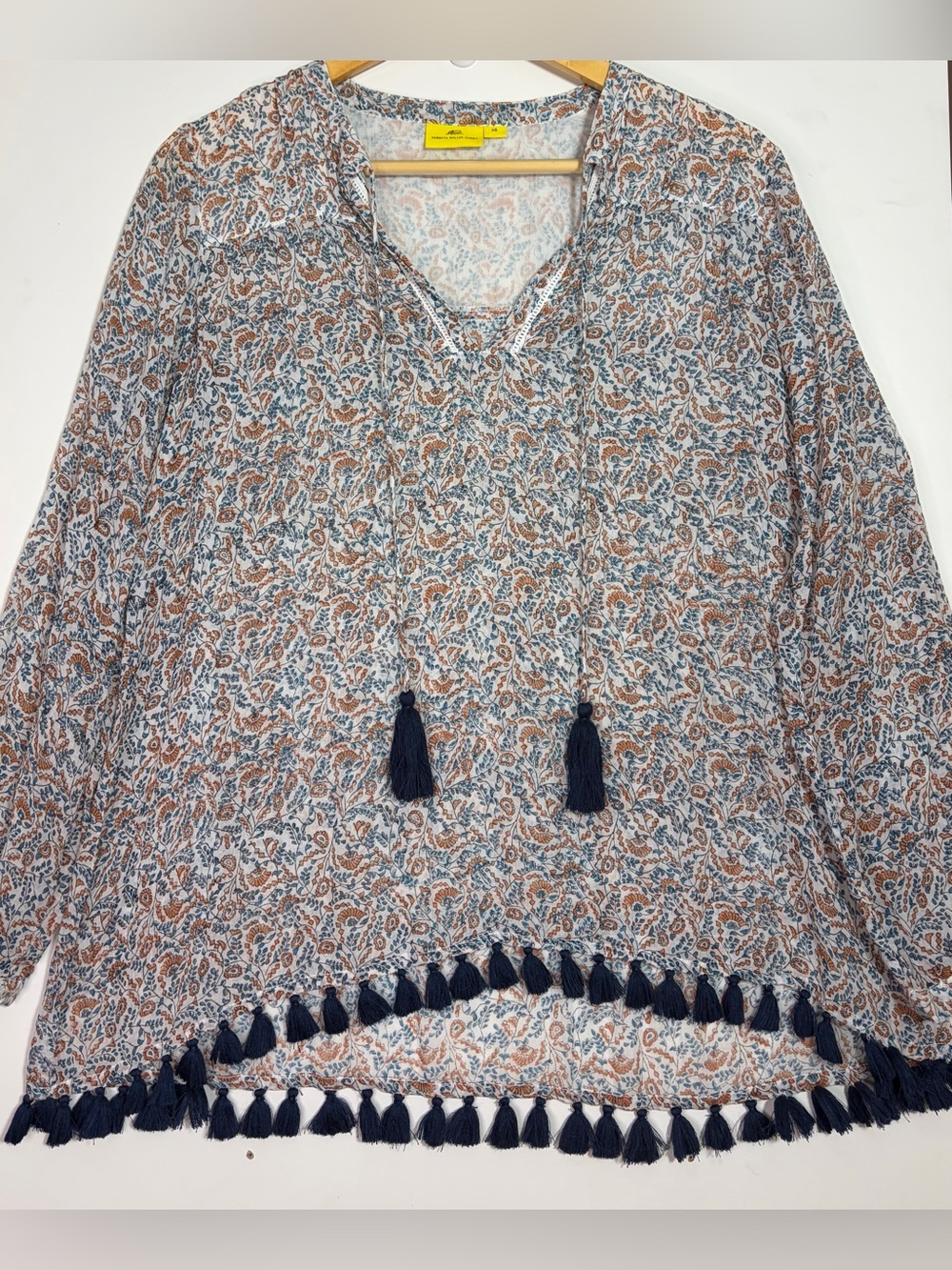 Roller Rabbit Hampton Tassel Tunic Cover-Up XS Cotton Paisley Boho Coastal